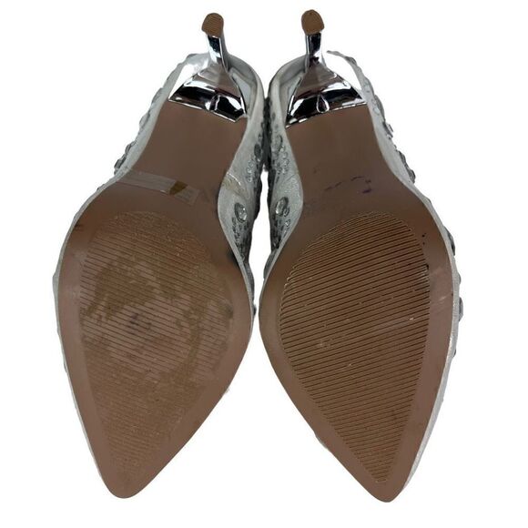 Charlotte Russe Elsa Heels Silver Studded Rhinestone Embellished 4.5 Heel Size 8 - Picture 12 of 14